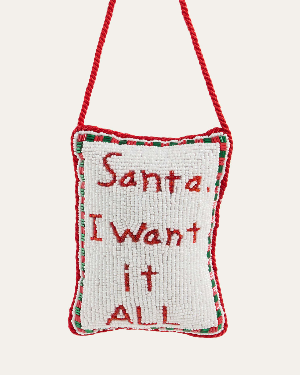 Santa I Want It All Beaded Doorknocker